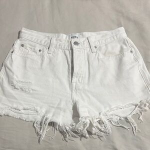 Pistola White Frayed Hem Jean Shorts